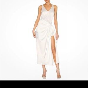 Show Me Your MuMu Hampton Wrap Slip Dress Ivory Luxe Satin Wedding XS